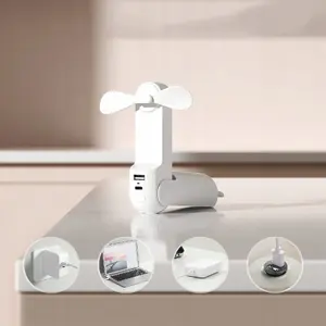 Rokas ventilators Jisulife Life8 Plus — portatīvs USB ventilators ar 4500mAh powerbank un iebūvētu lukturi, balts