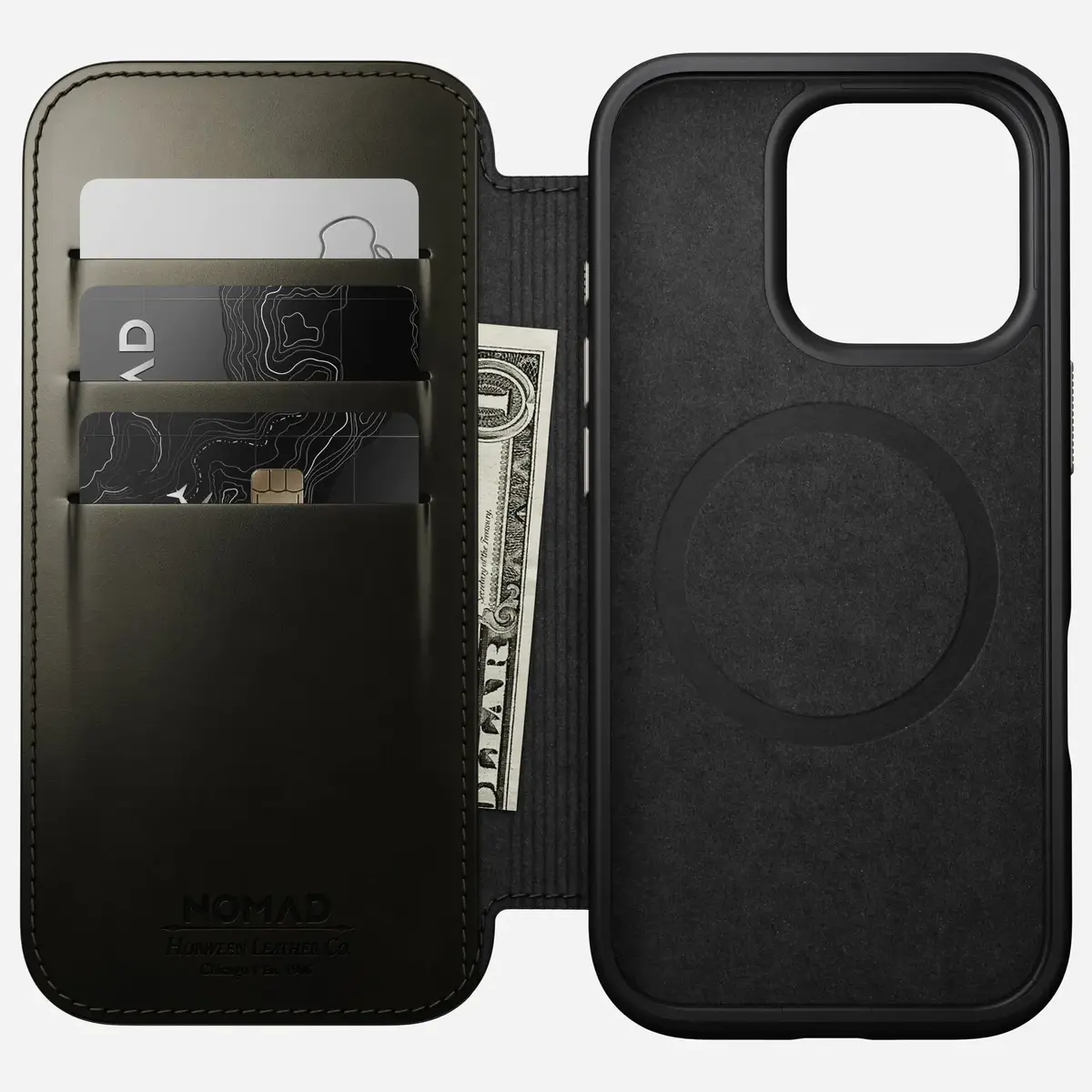 Nomad Modern Leather Folio — iPhone 16 Pro folio, green Photo 2