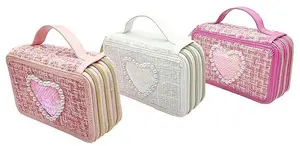 Pencil case nice GIRABRILLA TWEED MAGENTA / PINK / WHITE – single-compartment school pouch