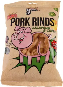 Snack crisps Ou Yes! pork rinds with cheese & jalapeño flavor, 60 g