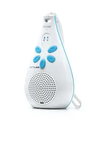 Mono portable speaker Muse M-320BT — wireless Bluetooth, battery-powered, 10 m range, blue/white