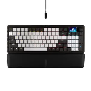 Механическая игровая клавиатура CORSAIR Vanguard 96 (CH-91E921E-NA) — 96% раскладка, проводная USB, QWERTY, RGB подсветка, подставка для запястий, черно‑белая