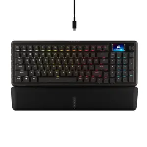 Клавиатура CORSAIR CH-91E911G-NA 96% проводная USB механическая QWERTY RGB чёрная с подставкой для запястий