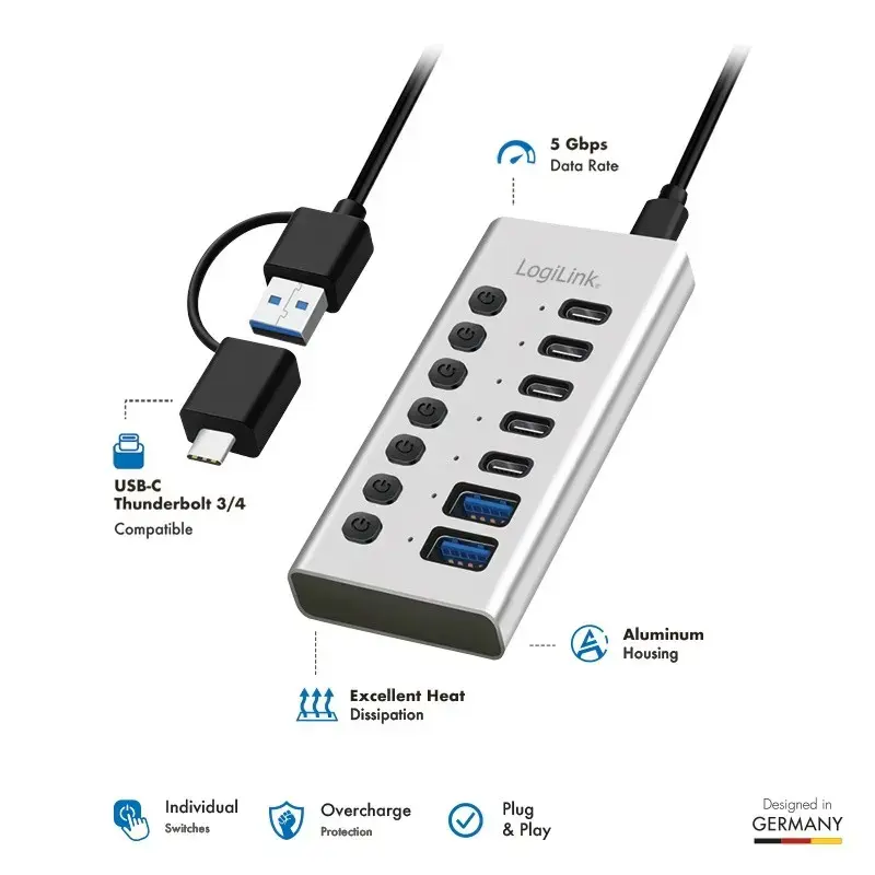 USB hubs LOGILINK UA0447 — 7 porti USB 3.2 Gen1 Photo 3