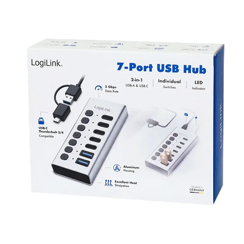 USB hubs LOGILINK UA0447 — 7 porti USB 3.2 Gen1 Photo 7