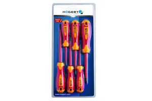Insulated screwdriver set HOGERT HT1S996 — 6 pcs, 1000 V, magnetic tip, S2 steel