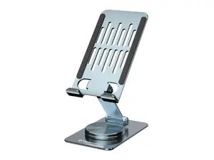 Foldable Swivel Phone Stand CONCEPTRONIC THANA08G, 360° Rotating Base, Adjustable Height, Silver