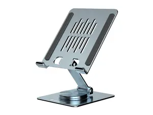 Multimedia Tablet Stand CONCEPTRONIC THANA09G — foldable swivel stand, 360° rotating base, adjustable height, grey, 150×110×40 mm