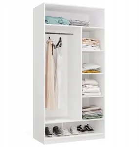 Wardrobe module Hurtownia-Mebli OPENO 1W6P white — open shelf unit with hanging rod