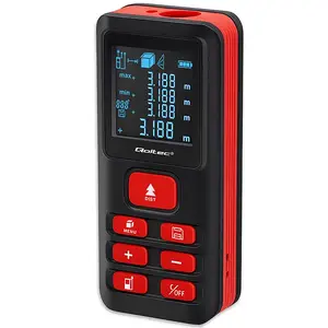 Laser distance measurer with level QOLTEC — 50 m range, LCD with backlight