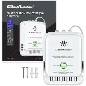 Carbon monoxide sensor CO detector QOLTEC EB503554399 — 85 dB alarm, LED indicators, certified