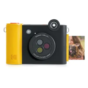 Instant camera Kodak Smile+ with 50.8 x 76.2 mm prints, black/yellow, USB-C, built-in battery