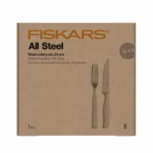Cutlery set Fiskars 24-piece All Steel — steak knives and forks, stainless steel