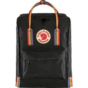 Mugursoma Fjällräven Kånken Rainbow — Vinylon, 380×270×130 mm, melna/daudzkrāsu