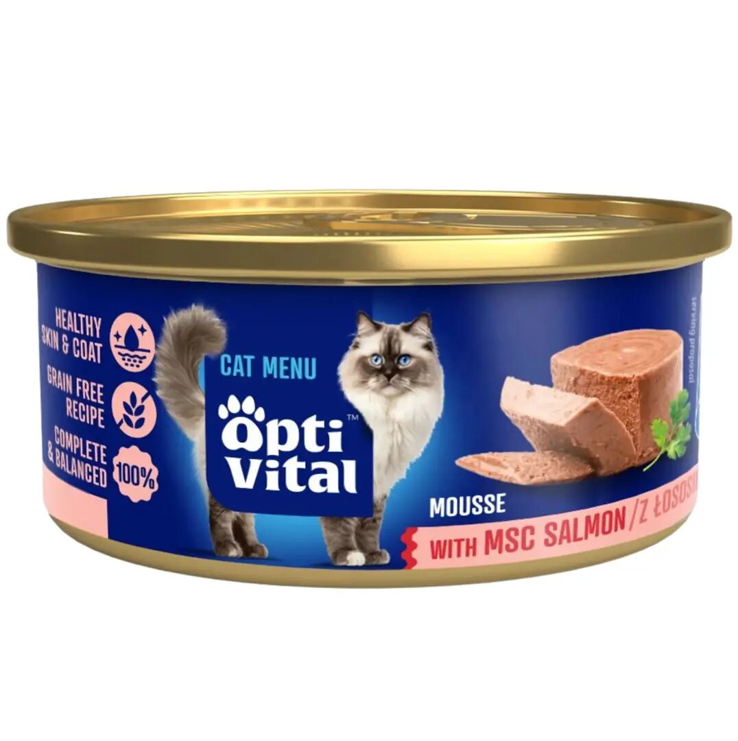 Mitrs kaķu barības OptiVital Mousse Salmon