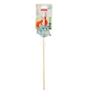 Cat wand toy ZOLUX Ethicat Owl fishing rod, wood, catnip-filled, 40 cm