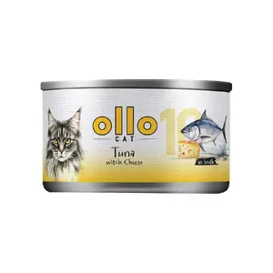 Влажный корм для кошек OLLO Cat nr 10 Tuna & Cheese в бульоне, дополнительный корм, 70 г, без зерна, без глютена и сахара