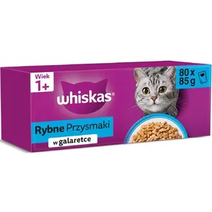Wet cat food pouches Whiskas Rybne przysmaki w galaretce 80 x 85 g — fish in jelly