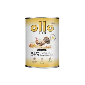 Влажный корм для собак OLLO Plus Collagen Turkey 400 г — полнорационное питание для взрослых, 11% белка, без зерна, гипоаллергенно