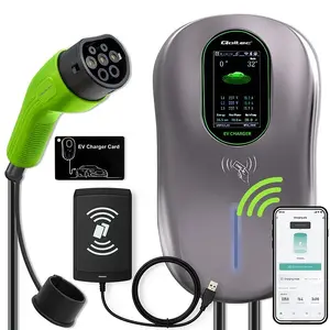 Зарядная станция QOLTEC для EV Type 2 22 кВт ЖК-дисплей 2 RFID-карты 3 фазы кабель 5 м система для отелей