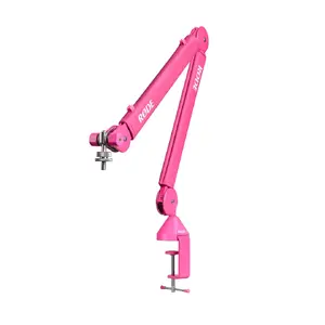 Broadcast microphone stand RØDE PSA-1+ — desk mount, adjustable arm, pink, max height 94 cm, base clamp and threaded desk mount included
