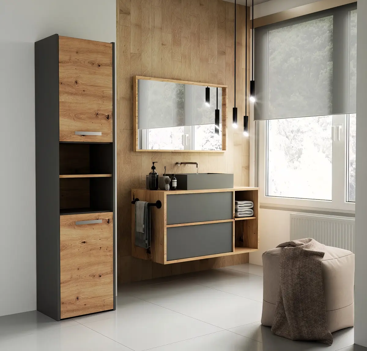 Шкаф для ванной top e shop S40 ANTRACYT/ARTISAN Photo 3