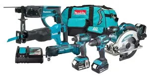 Набор аккумуляторных инструментов Makita DLX6135TX1 — 18 В, комплект с тремя аккумуляторами 5.0 А·ч