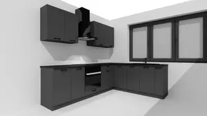 Kitchen furniture set STOLKAR ANIKA graphite, MDF doors 1.6 cm, overall width 260 cm, depth 200 cm