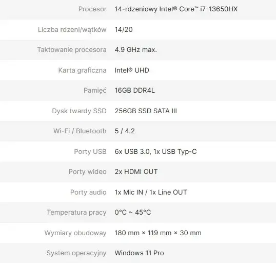 AVTEK OPS Computer i7-13650HX 16GB 256GB Photo 3