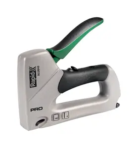 Manual staple gun Rapid 5001674 — aluminium housing, supports 6 mm staple legs, 159×36×187 mm