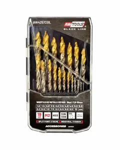 Drill bit set AWTools M2 HSS-TiN 19 pcs 1.5–10 mm for metal