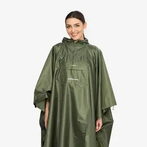 Ūdensnecaurlaidīgs pončo Viking Vesper pieaugušajiem, viens izmērs, zaļš poliesters, ar kapuci, atstarojošas daļas, kabata, 90 g/m²