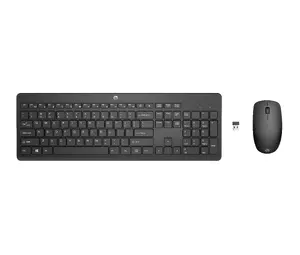 Bevielu tastatūras un peles komplekts HP 230 — pilna izmēra membrānas tastatūra, RF bezvadu, melns, ar peli