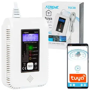 Ogļskābās gāzes un degvielas detektors BLOW TGC30 WiFi Tuya — LCD, 85 dB, vadu, virsmas uzstādīšana, balts