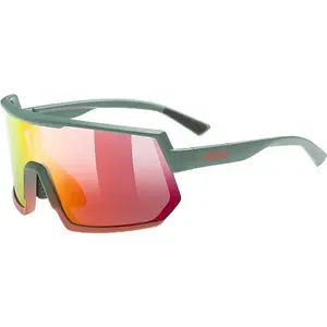 Мультиспортивные очки UVEX sportstyle 235 — унисекс, полуободковая оправа, зелёно-красные
