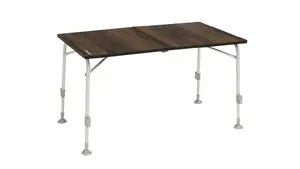 Kempinga galds Outwell Berland L — alumīnija virsma un rāmis, 580×700 mm, 5,6 kg, pelēks