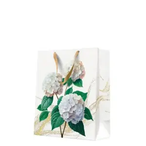 Dāvanu maisiņš (Large) Paw Decor Collection — 26,5×33,5×13 cm, Romantic White Hydrangeas