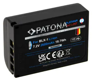 Аккумулятор PATONA Platinum для Olympus OM-1 (BLX-1) 2600 мА·ч Li-Ion с USB‑C входом