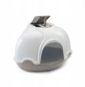Corner cat litter box IMAC Ginger, 52×52×44.5 cm, white/dark beige