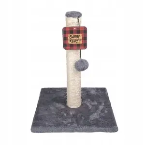 Когтеточка для кота Barry King BK-16101, серая, 37 см, на подставке с шариком