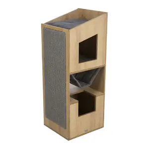 Домик для кошки Trixie 44725 для помещений MDF ткань полиэстер сизаль 410×380×1050 мм коричневый/серый