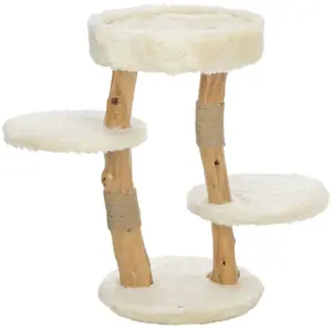Cat scratching bed Trixie Santo TX-44714, freestanding, cream and wood, 73 cm height, 380 mm depth