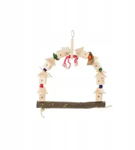 Качели для птиц Panama Pet PP-51074, деревянные 41 × 41 см с хлопковым шнуром