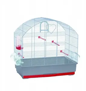 Клетка для птиц Panama Pet ASSO DI CUORI, серо-красная, 59,5 x 35,5 x 57,5 см