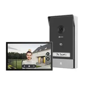 Video durvju interkoms EZVIZ HP7 7" ekrāns, 1024×600, 3 MP kamera, H.264/H.265, divvirzienu audio, IR nakts redze 6 m — melns/sudraba
