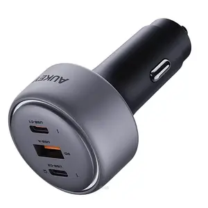 Автомобильное зарядное Aukey CC-P3 — 100W PPS, 1x USB‑C + 1x USB‑A, питание от прикуривателя, чёрный