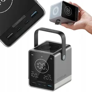 Powerbank Cuktech 300W 40000mAh ar bezvadu uzlādi, 2× USB-C, 2× USB-A — melns