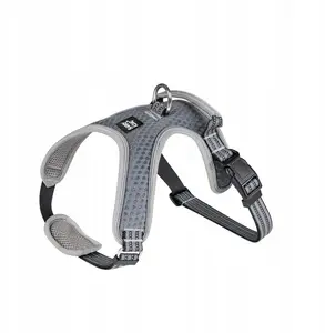 Dog harness Barry King BK-15855, size M, reflective, neck pad, neck 42–52 cm, chest 48–74 cm, grey