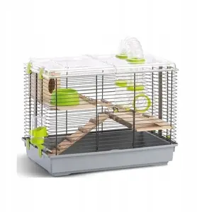 Žurku būris Panama Pet PINO NATURA ar koka elementiem, pelēks, 45 x 27 x 34 cm