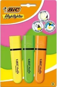 Набор маркеров‑выделителей BIC mix neon, 3 шт — флюоресцентные скошенные наконечники